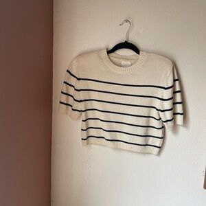 H&M Striped Cream and Navy Women's Top